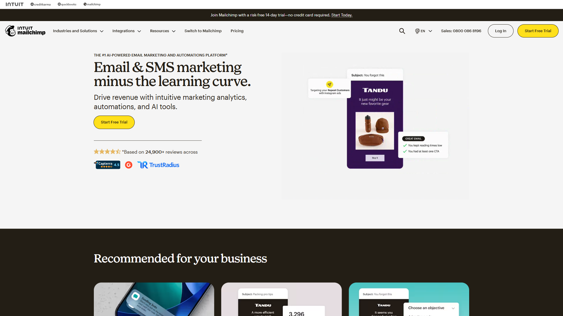 Mailchimp pricing plans and tiers
