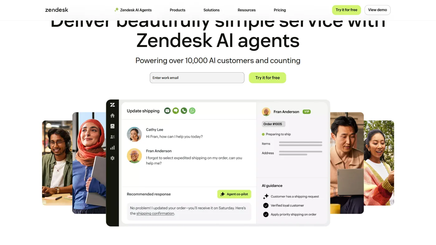 Zendesk Suite showing the unified omnichannel support inbox