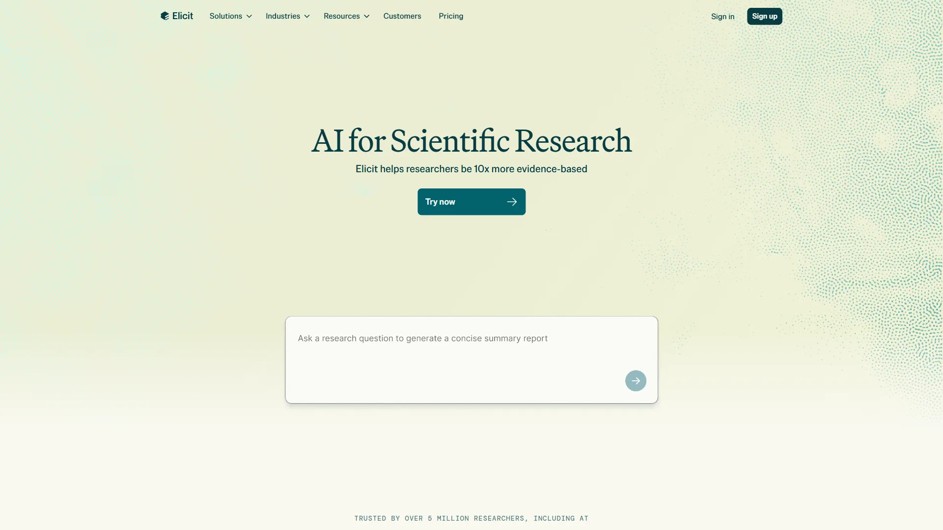 Elicit AI research assistant showing structured data extraction across multiple academic papers