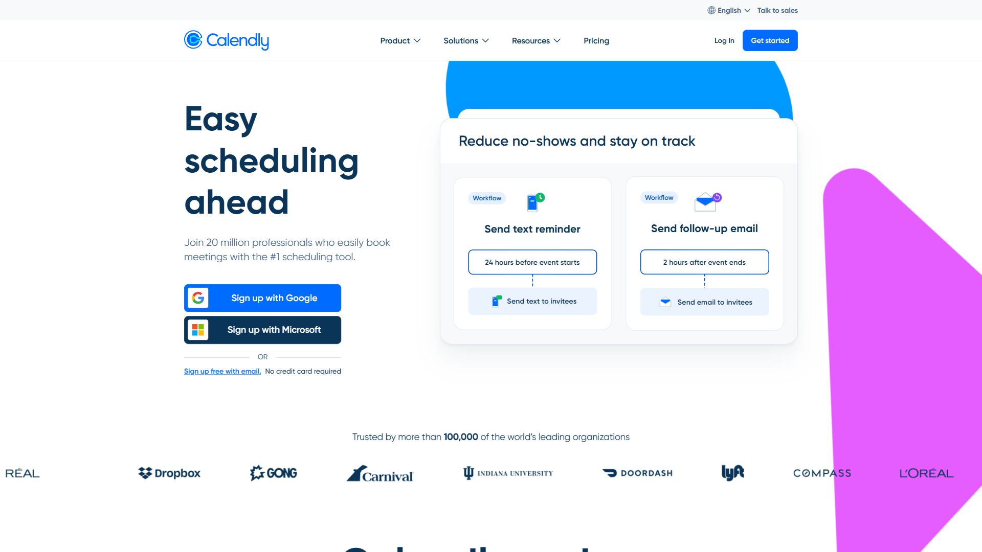 Calendly scheduling platform homepage