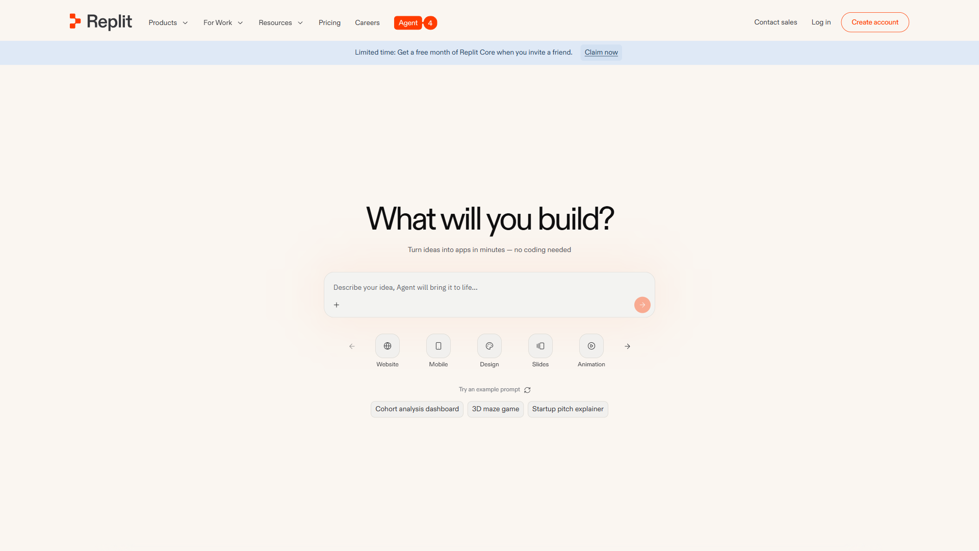 Replit online coding platform homepage