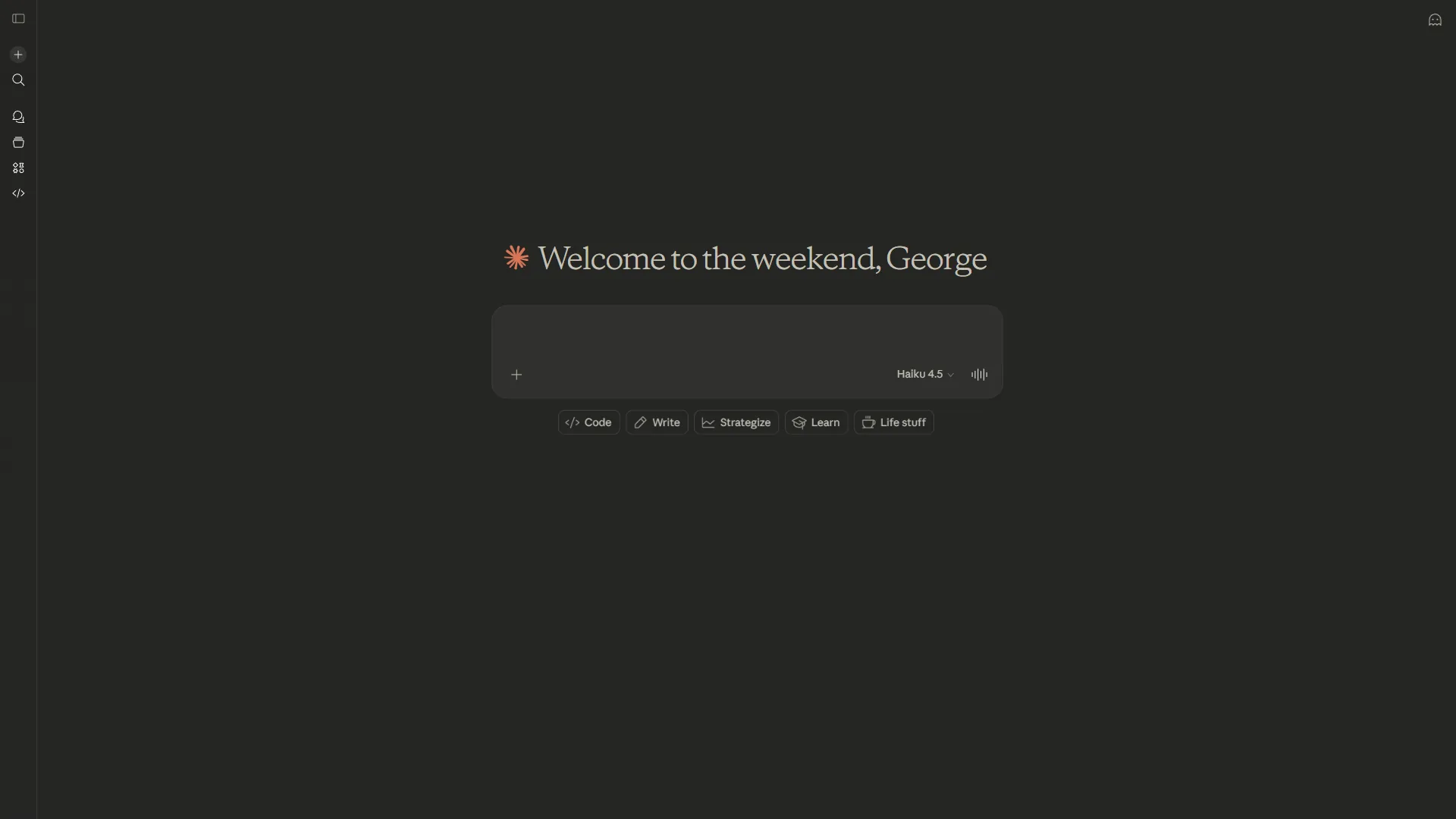 Claude AI homepage showing conversation interface and writing capabilities