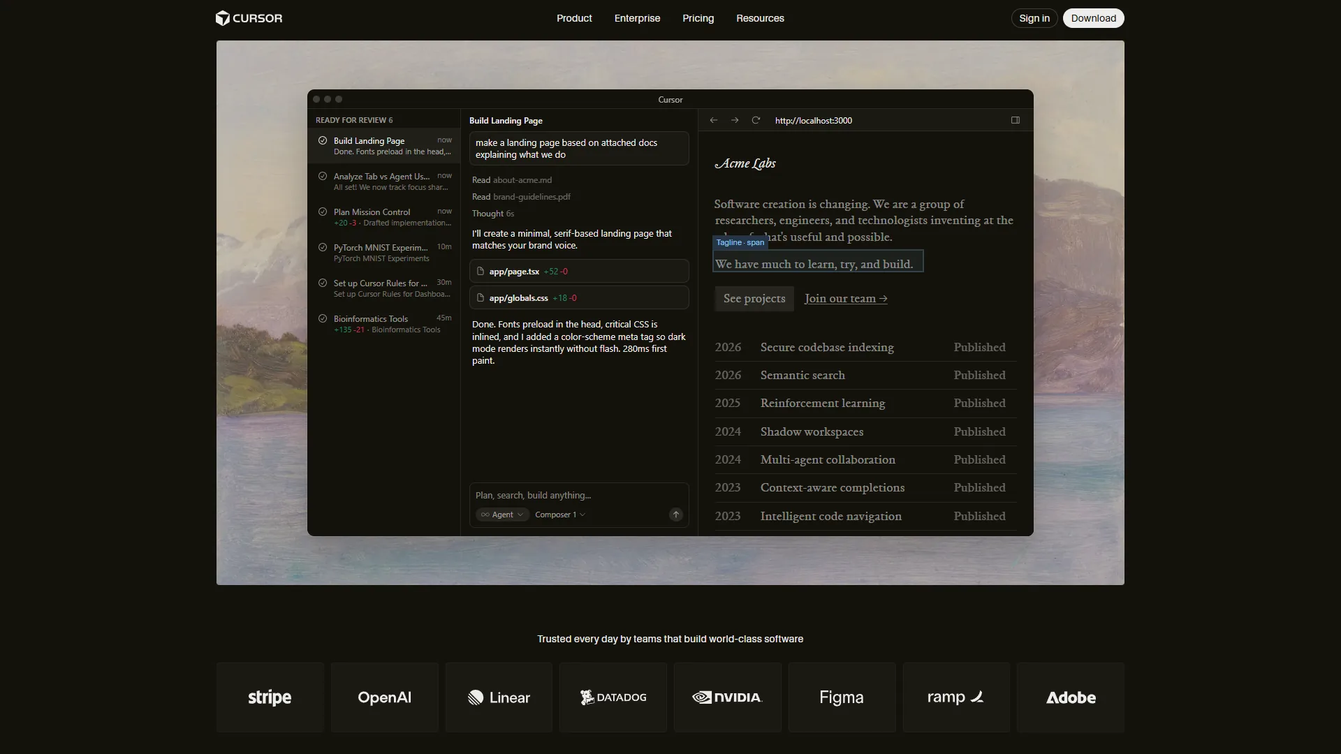 Cursor AI code editor interface showing multi-file editing with Composer