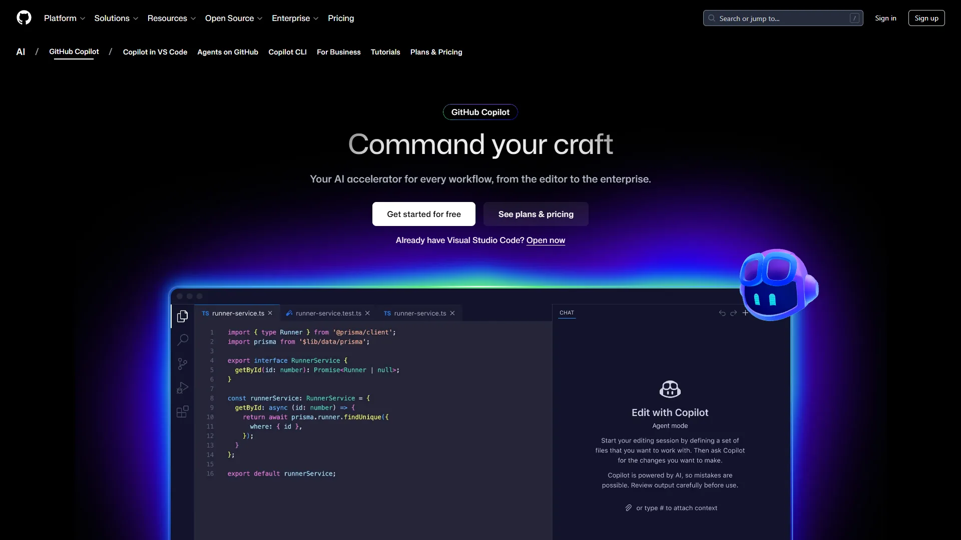 GitHub Copilot interface showing AI code completions in VS Code