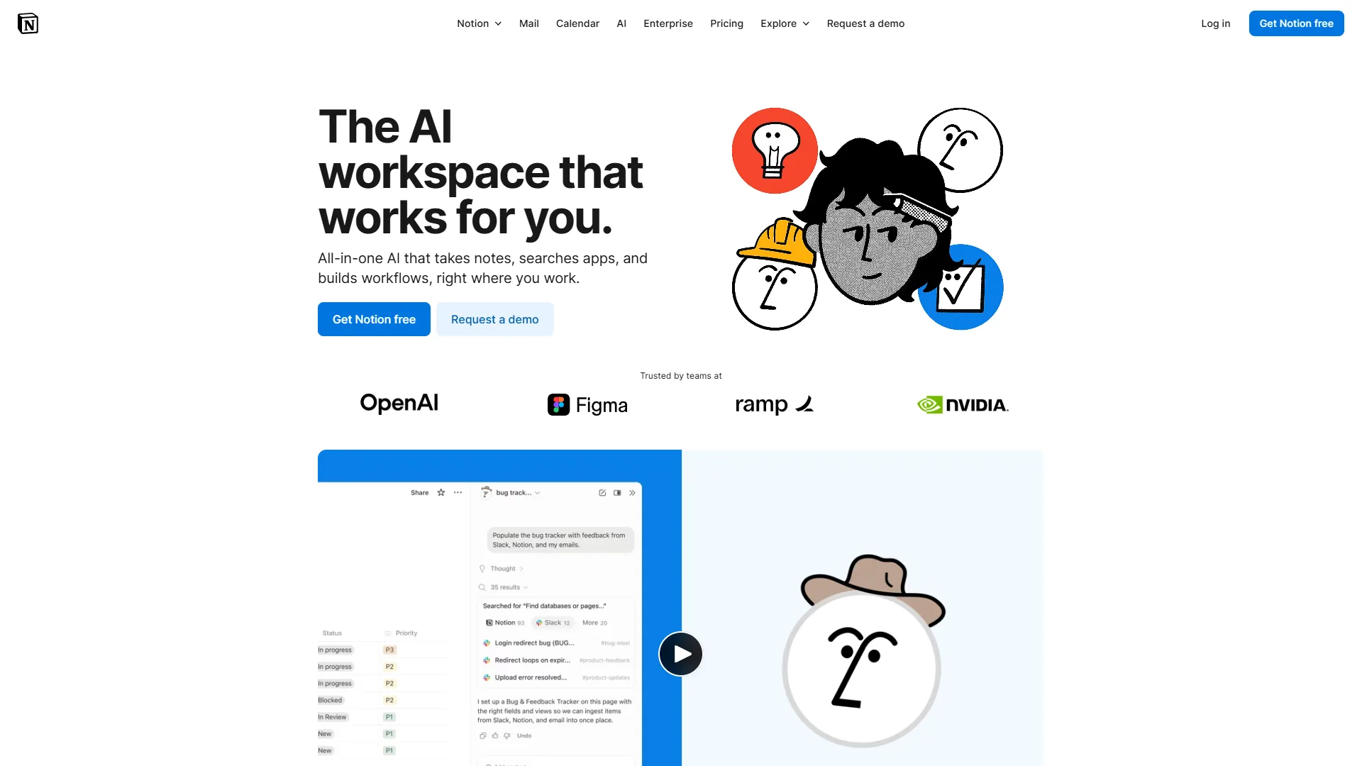 Notion workspace showing a product roadmap database alongside linked technical specification pages