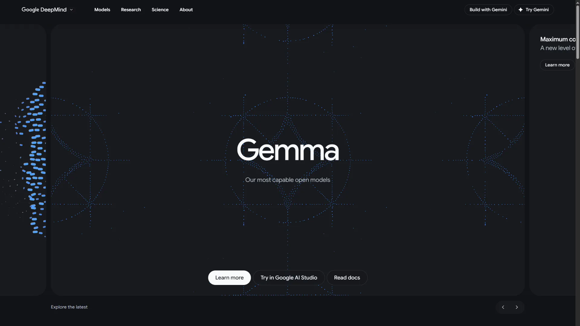 Google DeepMind Gemma 4 open model page showing benchmark results and model variants