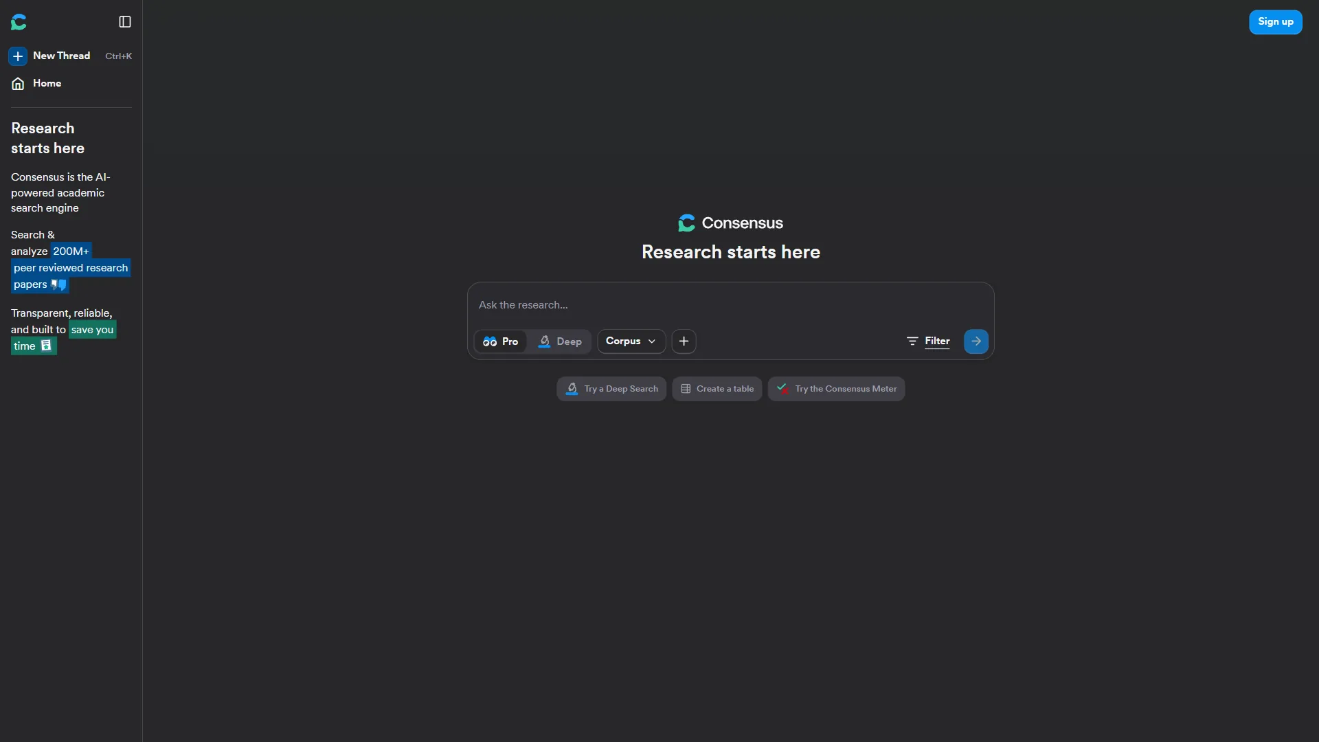 Consensus AI-powered academic search engine platform