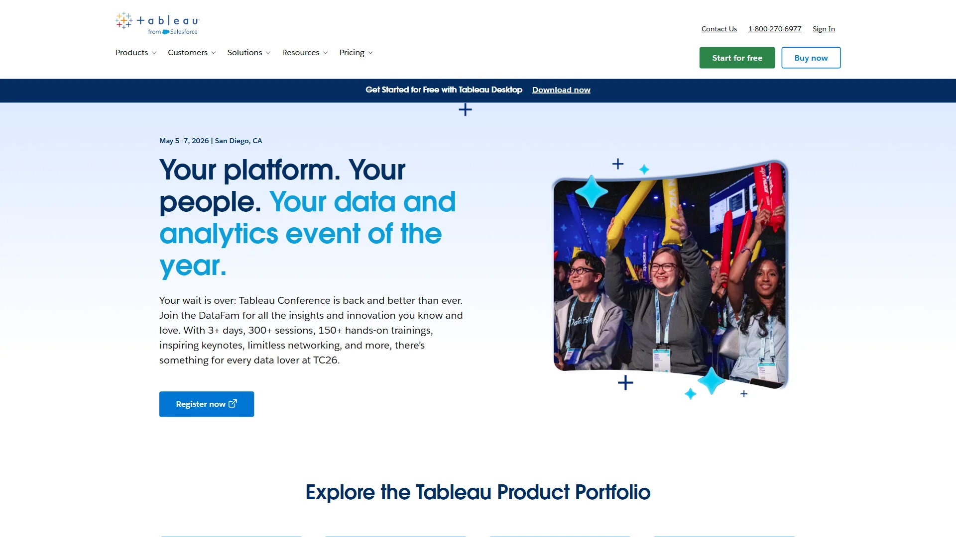 Tableau data visualization platform homepage