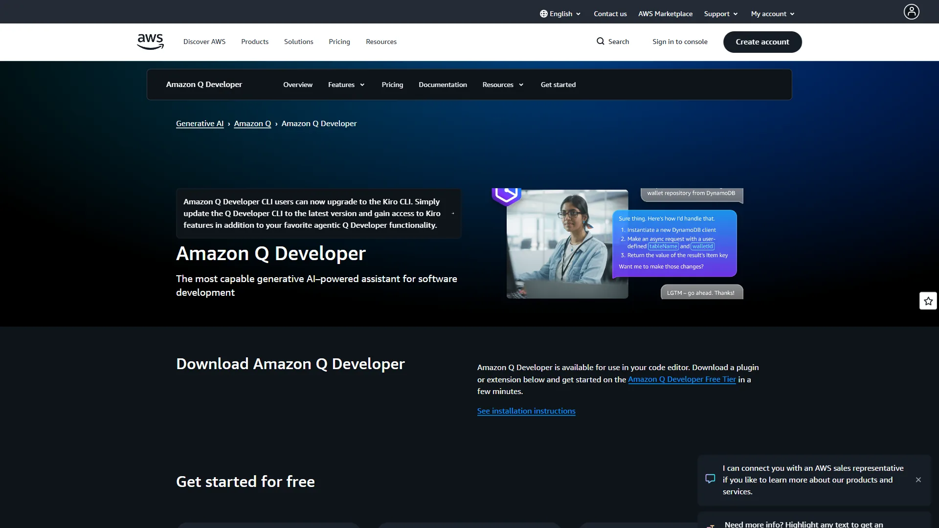 Amazon Q Developer AI coding assistant for AWS