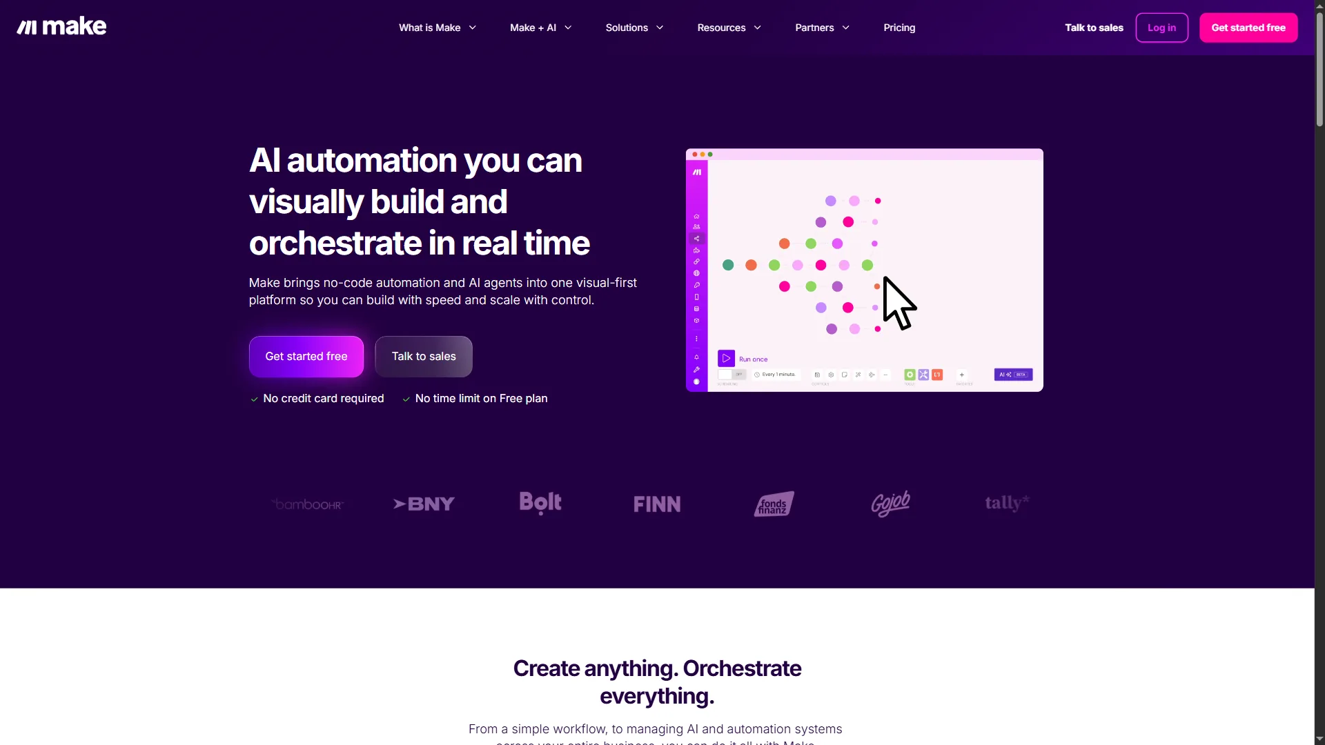 Make workflow automation platform homepage