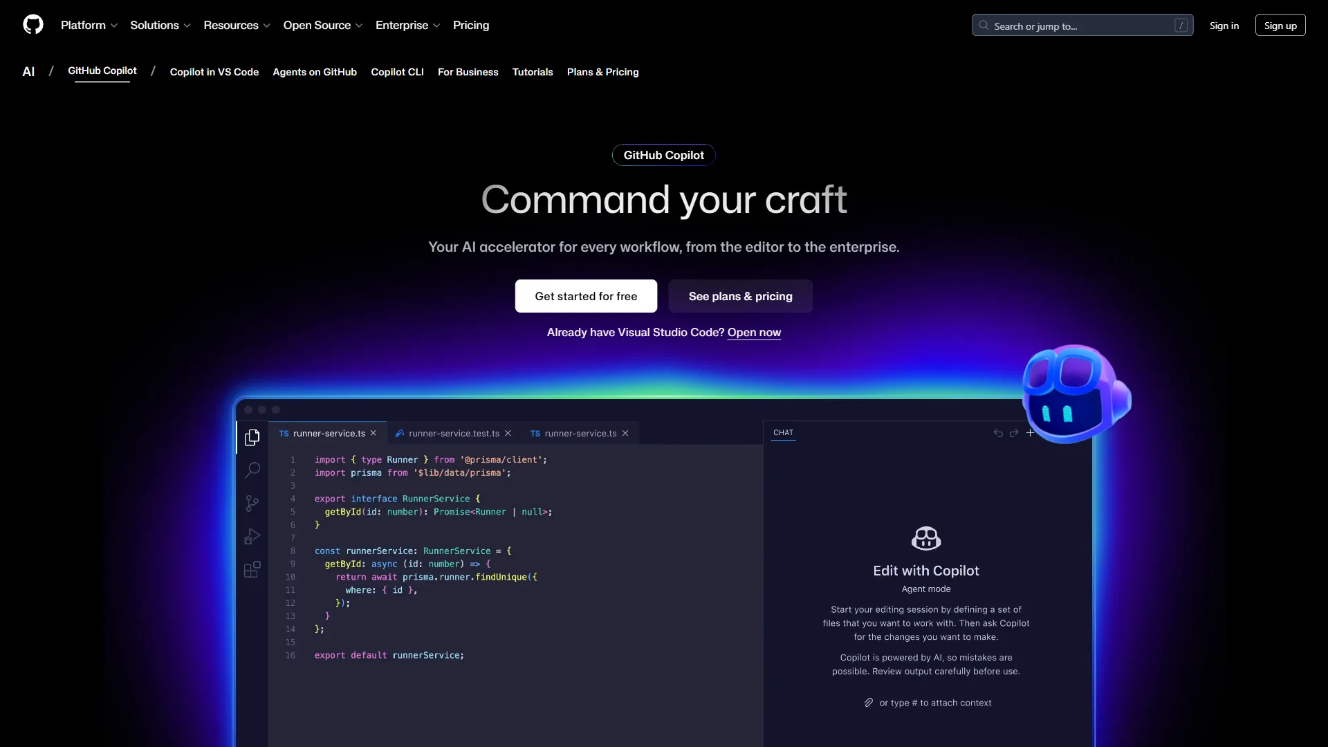 GitHub Copilot suggestions in VS Code editor