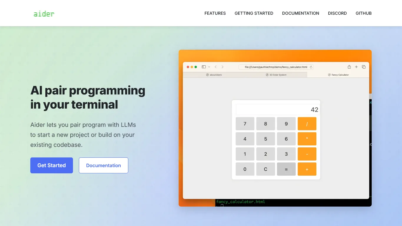 Aider AI pair programming interface for terminal-based development