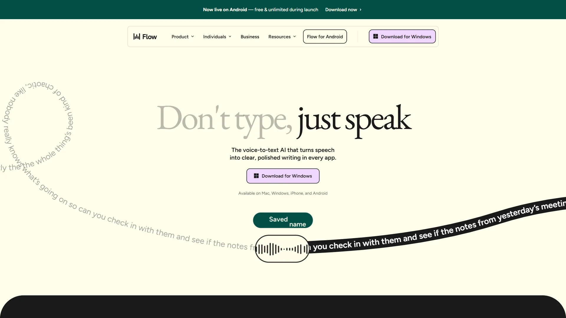 Wispr Flow platform showing AI voice dictation interface for macOS
