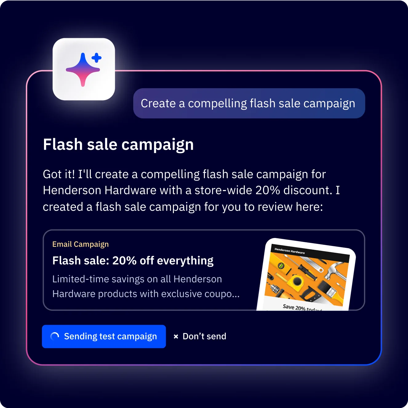 ActiveCampaign AI campaign builder chat interface