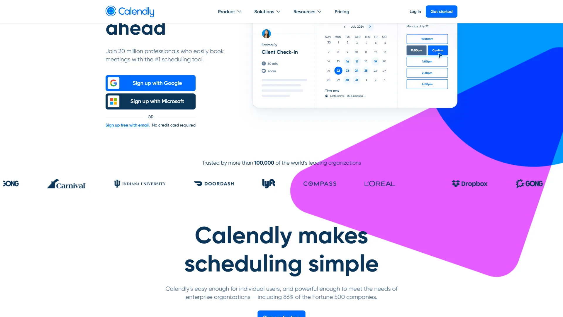 Calendly booking form configured for client intake with custom questions