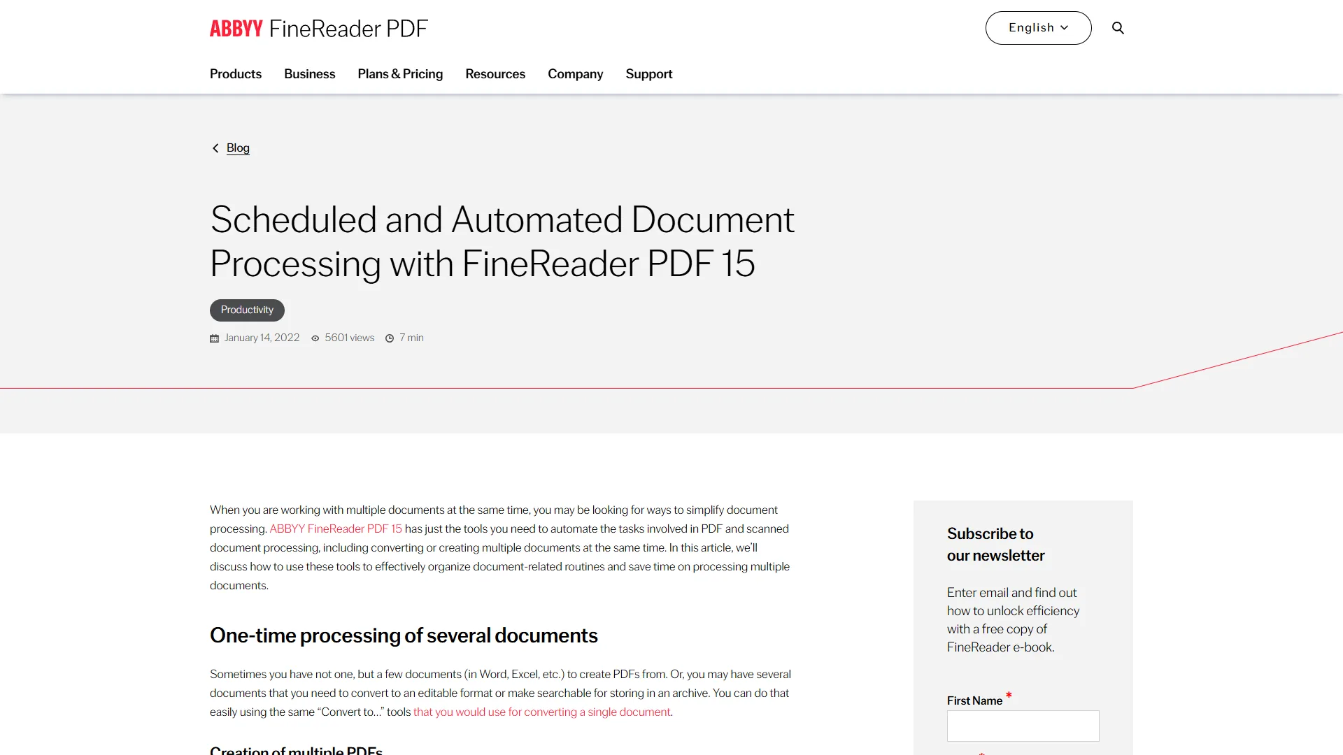 Hot Folder automation tutorial interface in ABBYY FineReader