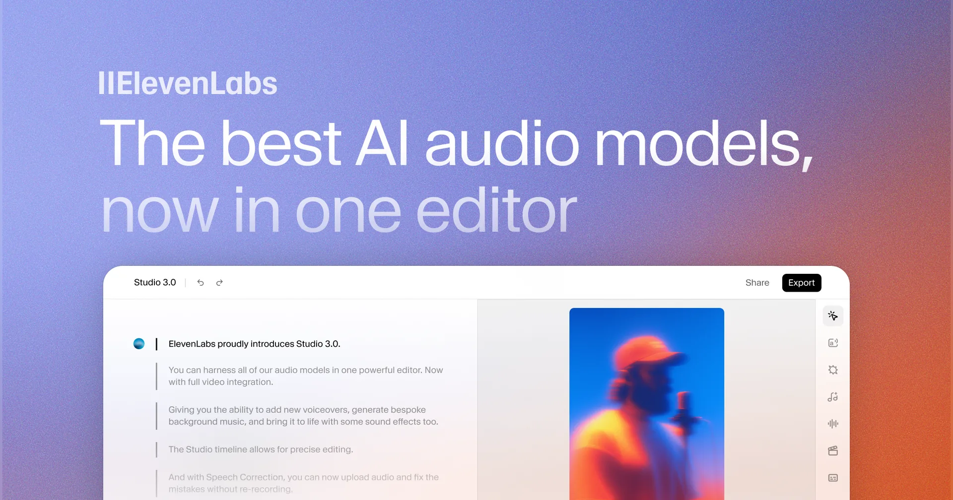 ElevenLabs Studio 3.0 interface