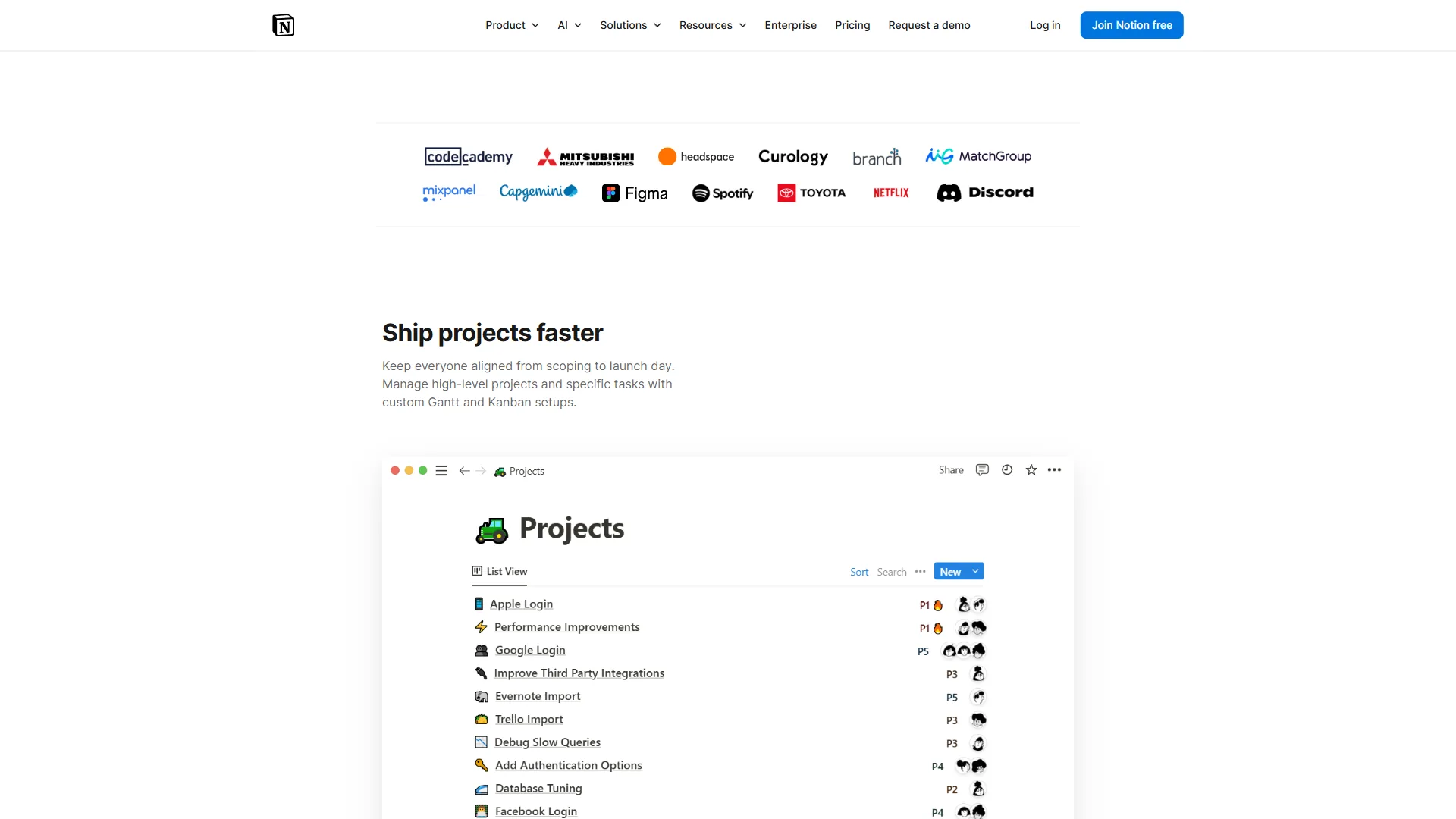 Notion for teams showing shared databases and collaboration features