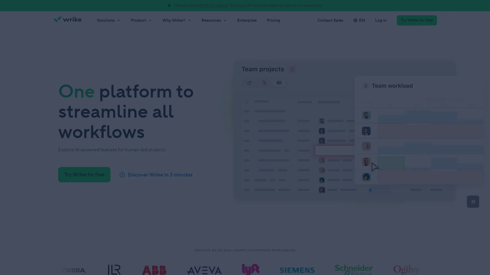 Wrike homepage