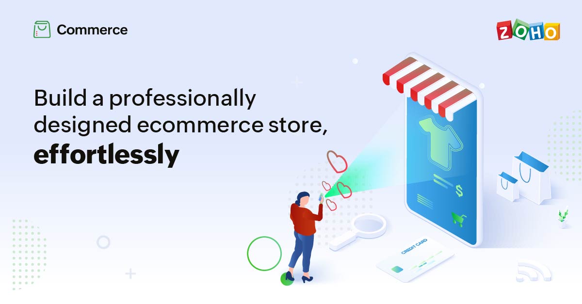 Zoho Commerce store builder hero