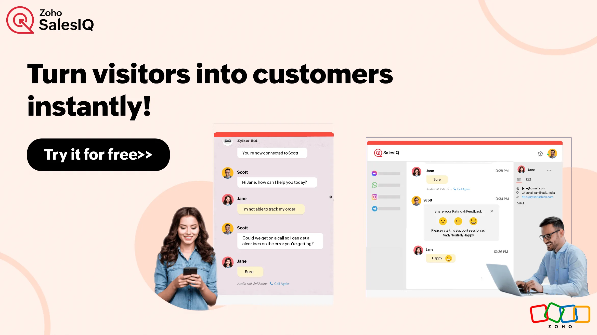 Zoho SalesIQ codeless chatbot builder